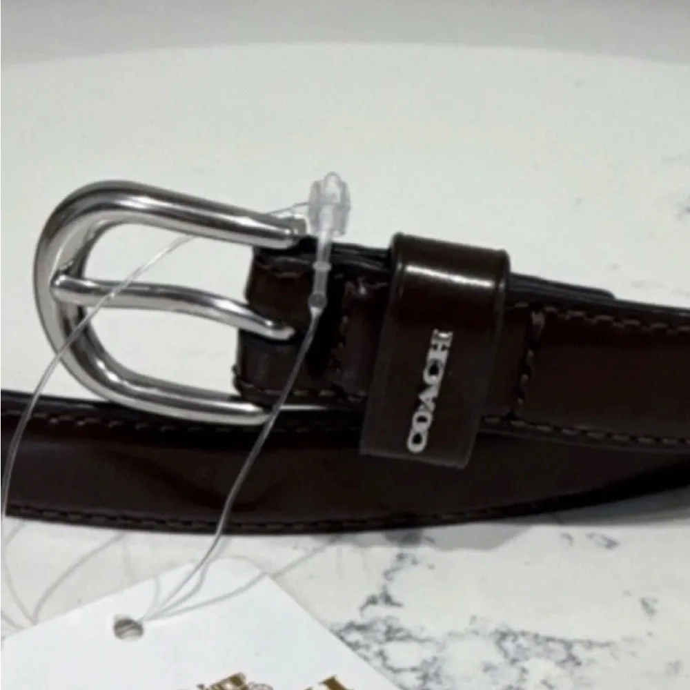 Coach Espresso Brown Leather Belt Silver Buckle Coach | Accessories | Coach Dark Brown Leather Belt With  main image 2